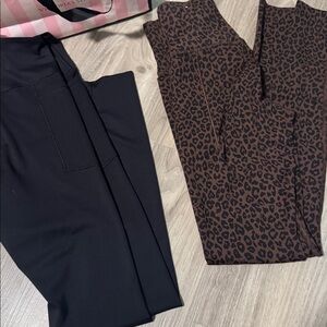 Pink Victoria's Secret Black and Brown Leopard Leggings